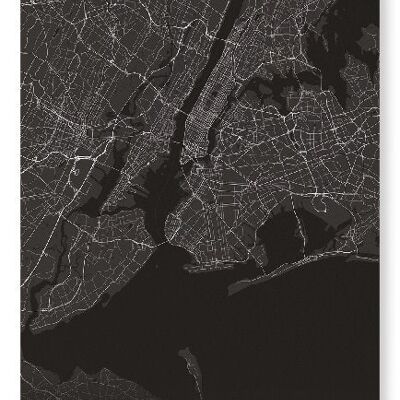 MAPPA COMPLETA DI NEW YORK (SCURO): Stampa artistica