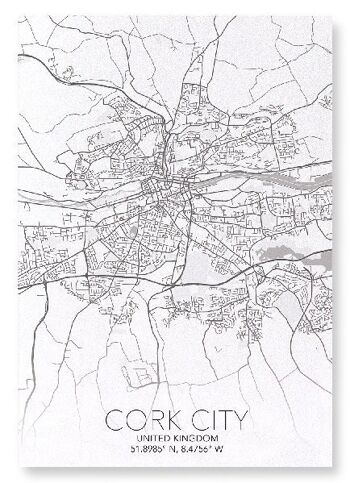 CARTE COMPLÈTE DE LA VILLE DE CORK (FONCÉ): NO.2 Impression artistique 3