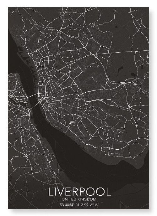 LIVERPOOL FULL MAP (DARK): Art Print