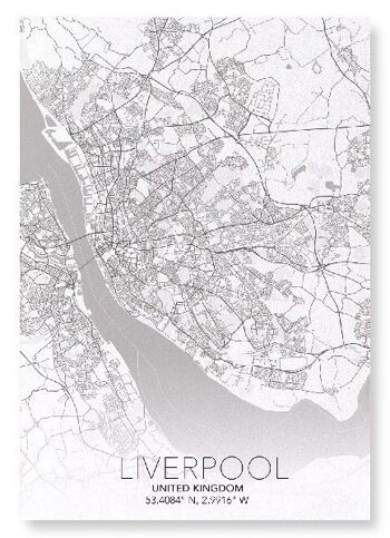 CARTE COMPLÈTE DE LIVERPOOL (FONCÉ): Impression artistique 2