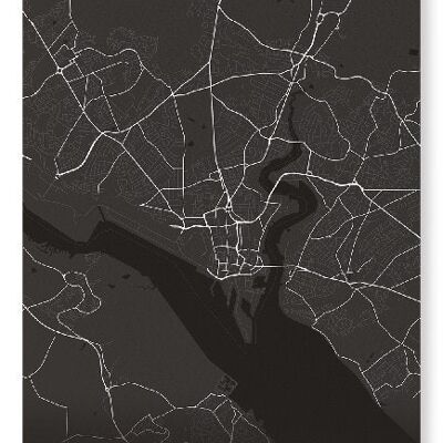 SOUTHAMPTON FULL MAP (DARK): Art Print