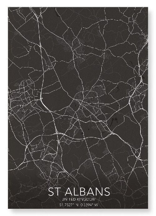 ST. ALBANS FULL MAP (DARK): Art Print