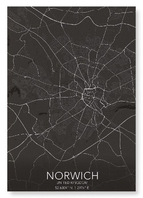 NORWICH FULL MAP (DARK): Art Print