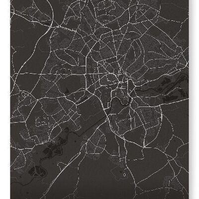 MAPPA COMPLETA DI NOTTINGHAM (SCURO): Stampa artistica