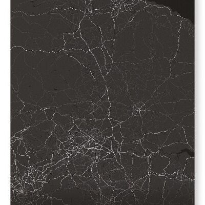 MAPPA COMPLETA DEL NORTH YORKSHIRE (SCURO): Stampa artistica