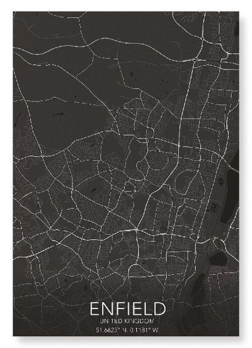 ENFIELD FULL MAP (DARK): Art Print