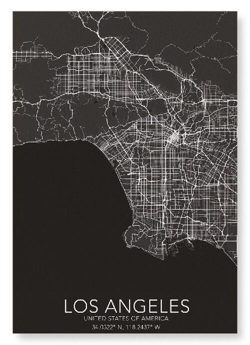 LOS ANGELES FULL MAP (DARK): Art Print