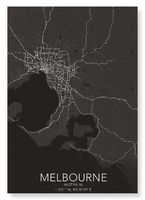 MELBOURNE FULL MAP (DARK): Art Print