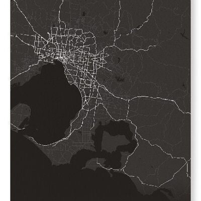 MAPA COMPLETO DE MELBOURNE (OSCURO): Lámina artística