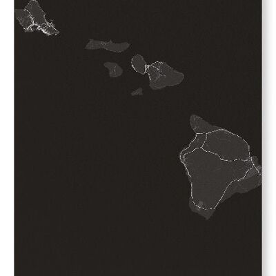 MAPA COMPLETO DE HAWAII (OSCURO): Lámina artística