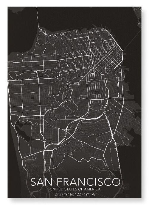 SAN FRANCISCO FULL MAP (DARK): Art Print