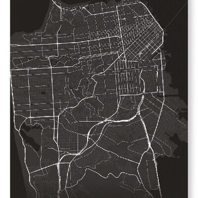 SAN FRANCISCO FULL MAP (DARK): Art Print