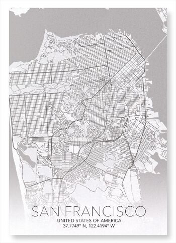 CARTE COMPLÈTE DE SAN FRANCISCO (FONCÉ): Impression artistique 3