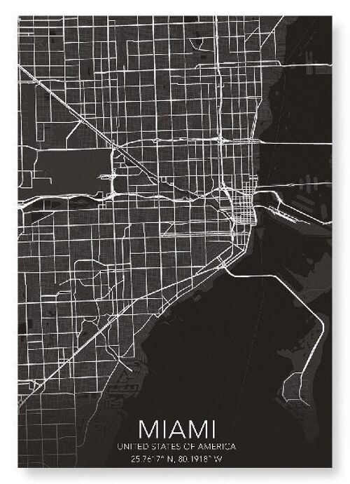 MIAMI FULL MAP (DARK): Art Print