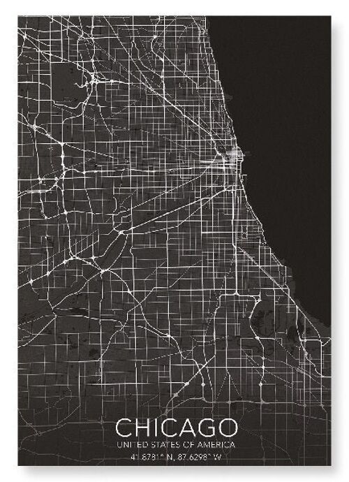 CHICAGO FULL MAP (DARK): Art Print