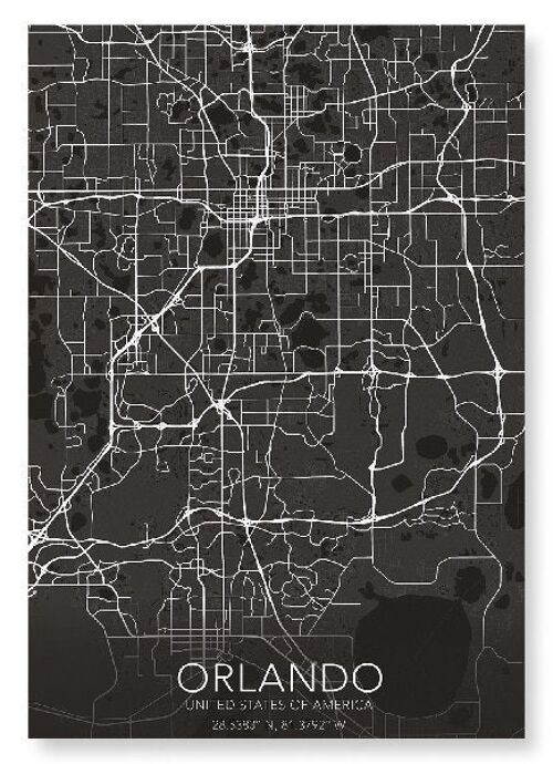 ORLANDO FULL MAP (DARK): Art Print