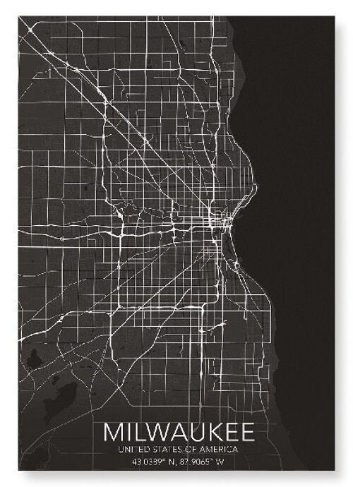 MILWAUKEE FULL MAP (DARK): Art Print