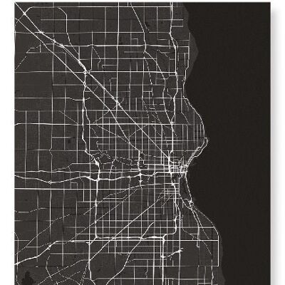 MILWAUKEE FULL MAP (DARK): Art Print
