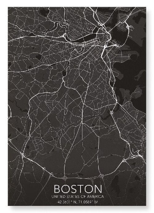 BOSTON FULL MAP (DARK): Art Print