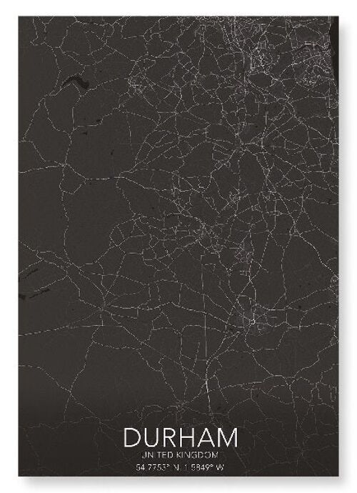 DURHAM FULL MAP (LIGHT): Art Print