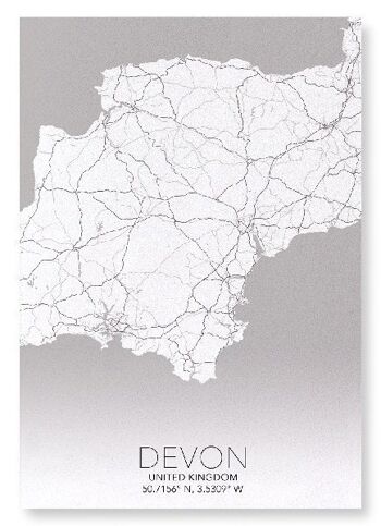 CARTE COMPLÈTE DU DEVON (LUMIÈRE): Impression artistique 2