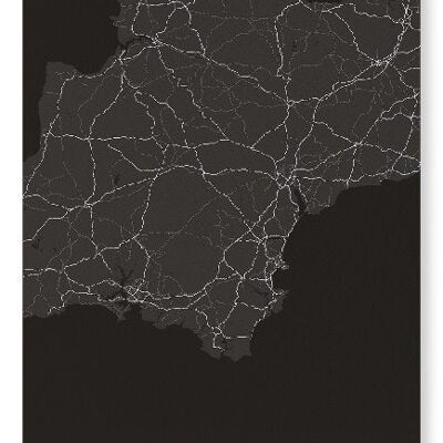 DEVON FULL MAP (LIGHT): Art Print