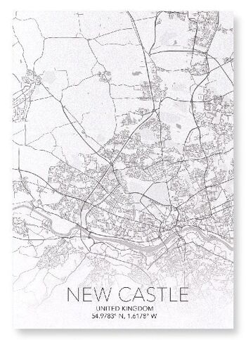 CARTE COMPLÈTE DE NEWCASTLE (LUMIÈRE): Impression artistique 2