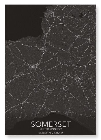 CARTE COMPLÈTE DU SOMERSET (LUMIÈRE): Impression artistique 1