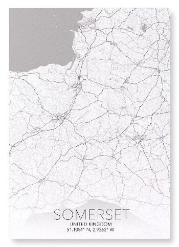 CARTE COMPLÈTE DU SOMERSET (LUMIÈRE): Impression artistique 2