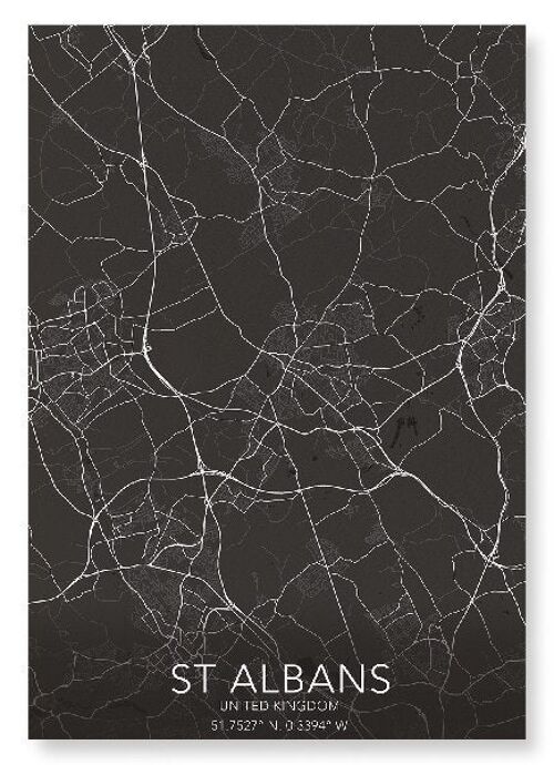 ST. ALBANS FULL MAP (LIGHT): Art Print