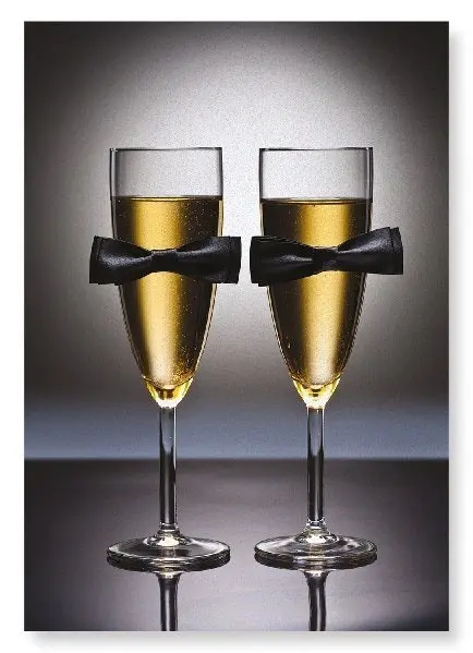 Geburtstagskarte Für Ihn Zum 50. – Champagner & Geschenk-Design Mit Metallfolie, Inkl. Umschlag, Umweltfreundlich, Hergestellt In UK