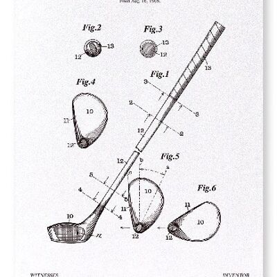 BREVETTO DI GOLF CLUB 1910 Stampa artistica