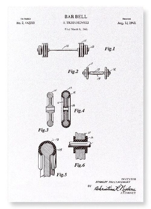 PATENT OF BARBELL  1948  Art Print