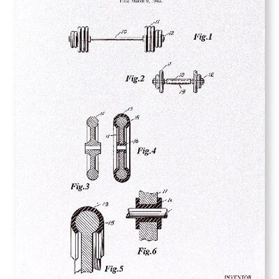 PATENT VON BARBELL 1948 Kunstdruck