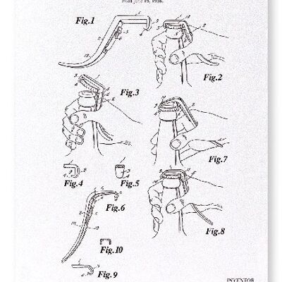 PATENT DES FLASCHENÖFFNERS 1939 Kunstdruck