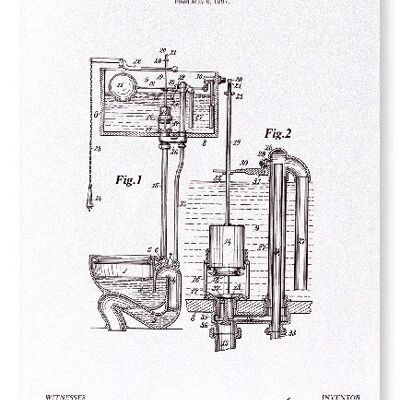 PATENT OF CISTERN FOR WATER CLOSETS 1898  Art Print