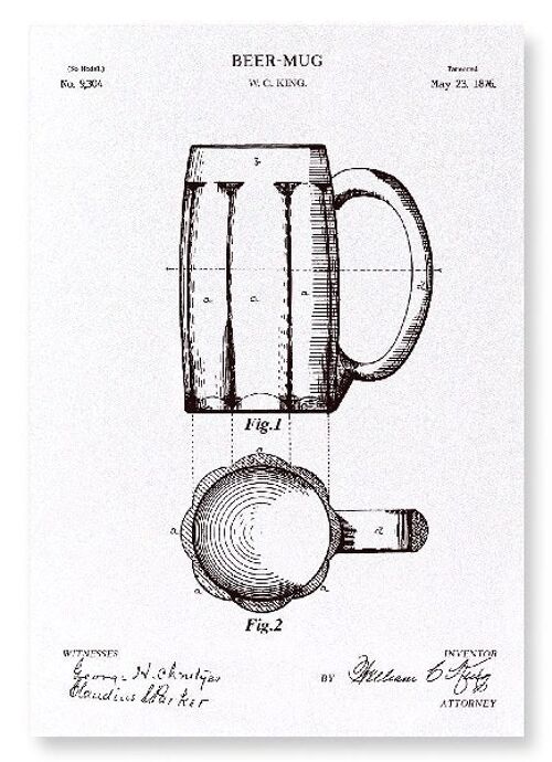 PATENT OF BEER-MUG 1876  Art Print