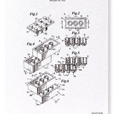 PATENT OF TOY BUILDING BRICK 1961  Art Print