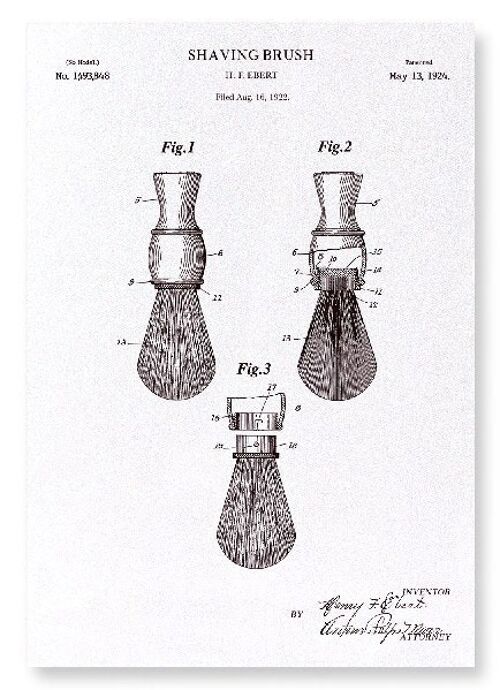 PATENT OF SHAVING BRUSH 1924  Art Print