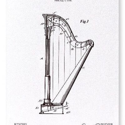 PATENT DER HARFE 1899 Kunstdruck