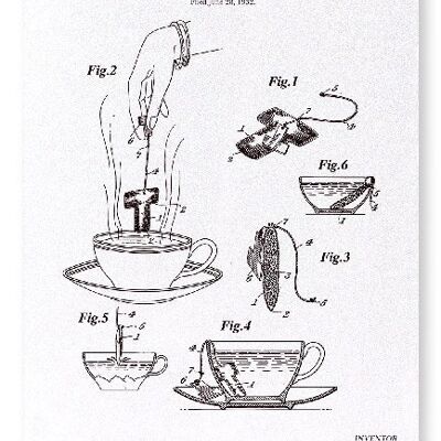 PATENT VON TEE BEUTEL 1934 Kunstdruck