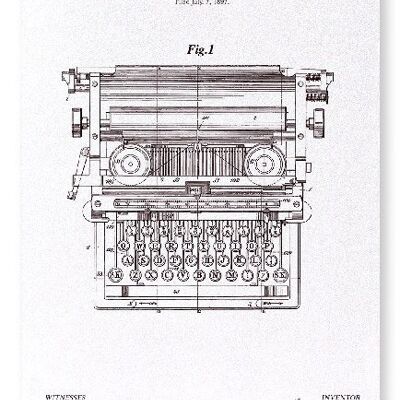 PATENT OF TYPE WRITING MACHINE 1889  Art Print