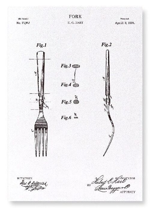 PATENT OF FORK 1884  Art Print