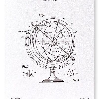 BREVETTO DEL GLOBO ASTRONOMICO 1915 Stampa artistica