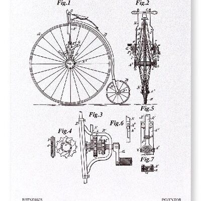 PATENT VON FAHRRAD 1887 Kunstdruck