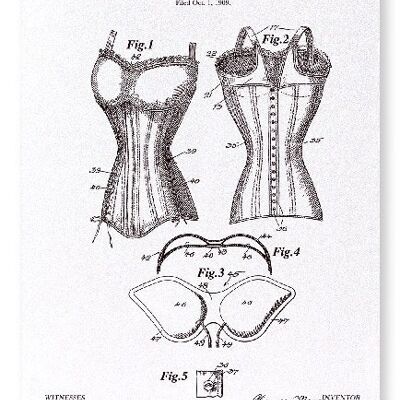 PATENT VON KORSETT UND BÜSTE 1911 Kunstdruck