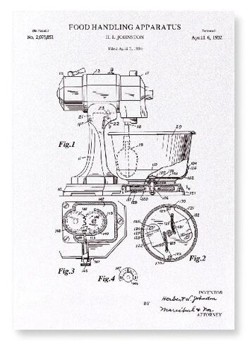 BREVET D'APPAREIL DE MANIPULATION DES ALIMENTS 1937 Impression artistique 2