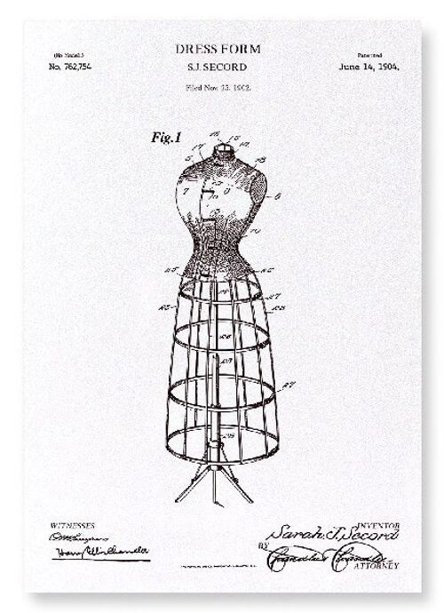 PATENT OF DRESS FORM 1904  Art Print