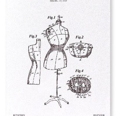 PATENT OF ADJUSTABLE DRESS FORM 1917  Art Print