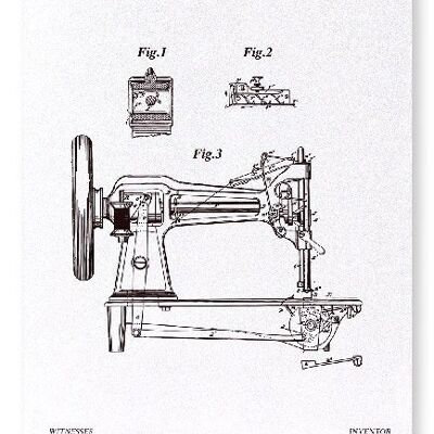 PATENTE DE MÁQUINA DE COSER 1867 Lámina artística